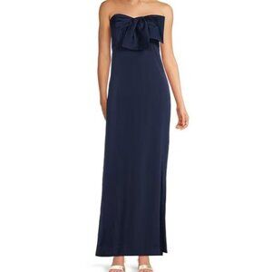 Lilly Pulitzer Carlynn Satin Bow Maxi Dress In True Navy - Women's Size 6 - NWT